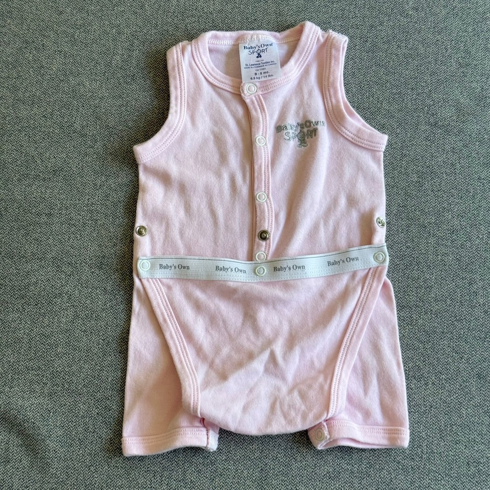 Vintage Babys Own Sport Pink Sleeveless Snap Romper 3-6 Months Cotton